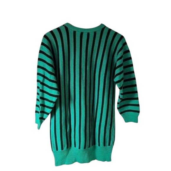 Vintage Green Striped Tunic Sweater - Picture 4 of 11